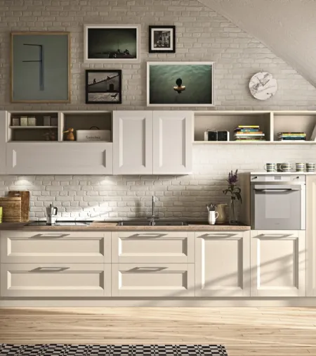 Cucina Classica lineare Alba 01 in legno laccato di Essebi