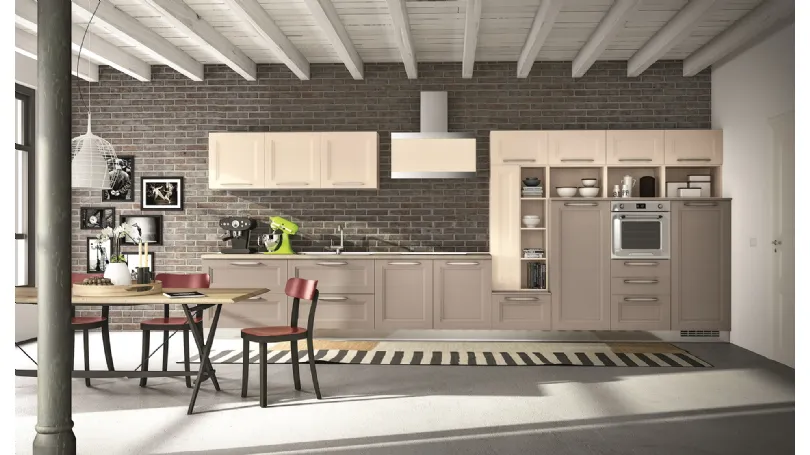 Cucina Classica lineare Alba 06 in legno laccato di Essebi