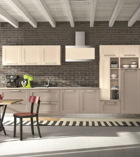Cucina Classica lineare Alba 06 in legno laccato di Essebi