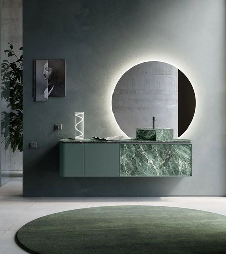 Mobile da Bagno Des Evolution Deep Green 01 in laccato e resina Verde Alpi di Cerasa