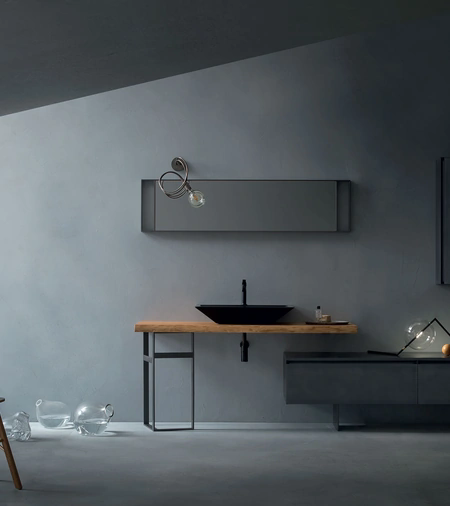 Mobile da Bagno Eden 00 in laccato con top lavabo in legno massello di Cerasa