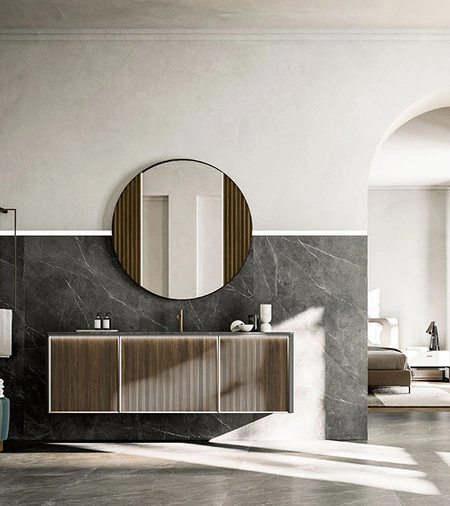 Mobile da Bagno sospeso Honey 03 in Noce Canaletto di Cerasa