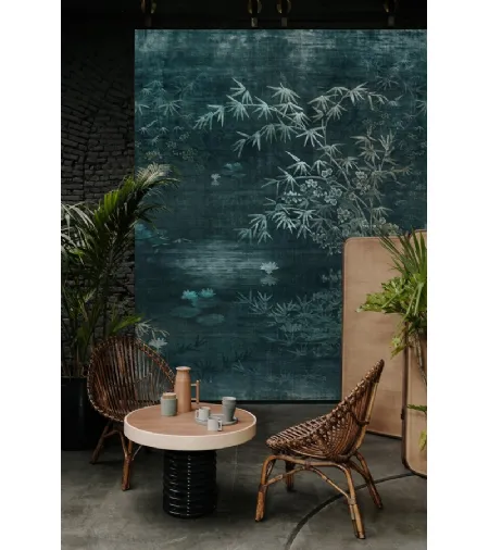 Carta da parati con supporto vinilico da interni Moon River con lago di ninfee di Wall&Decò