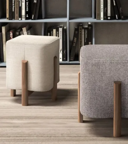 Pouf Kip in tessuto e legno di Doimo Salotti