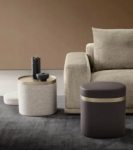 Pouf Tavolino Nobu in tessuto o ecopelle di Alf Da Frè