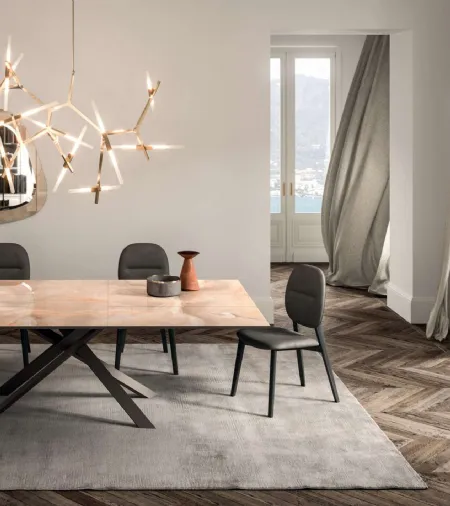 Specchio con cornice in Marble Glass Sahara Noir Lucido e Marble Glass Onice Lucido Miami Vice di Ozzio