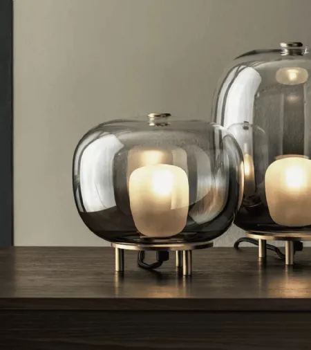 Lampada Blow da tavolo in vetro con base in ottone di Bontempi