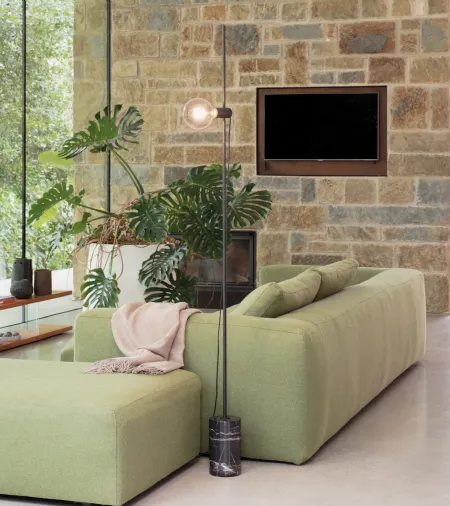 Lampada da terra Eva in metallo con base in marmo di Ideal Lux