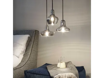 Lampada a sospensione Lido con diffusori in vetro soffiato trasparente fumé di Ideal Lux