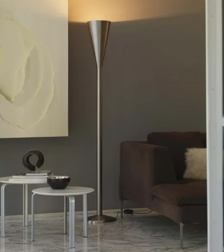 Lampada da terra in ottone nichelato di Fontana Arte