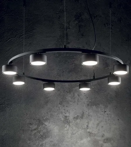 Lampada a sospensione Minor Round in metallo con sorgenti luminose a led di Ideal Lux