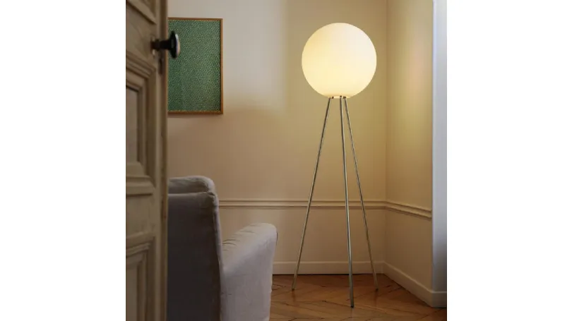 Lampada in metallo cromato di Fontana Arte