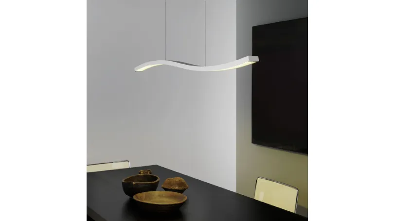 Lampadario in alluminio estruso e curvato di Fontana Arte