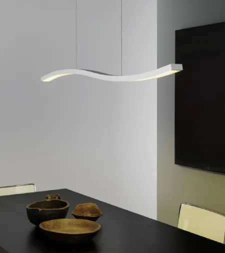 Lampadario in alluminio estruso e curvato di Fontana Arte