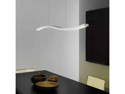 Lampadario in alluminio estruso e curvato di Fontana Arte