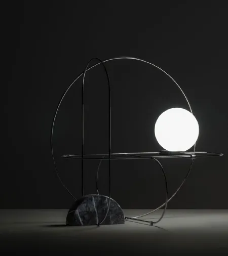 Lampada in metallo e vetro satinato base marmo di Fontana Arte