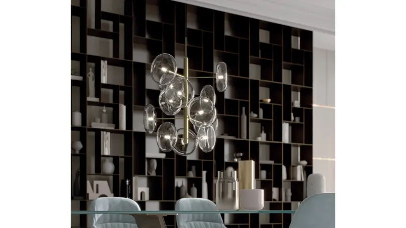 Lampada a sospensione Spark in vetro e ottone di Bontempi