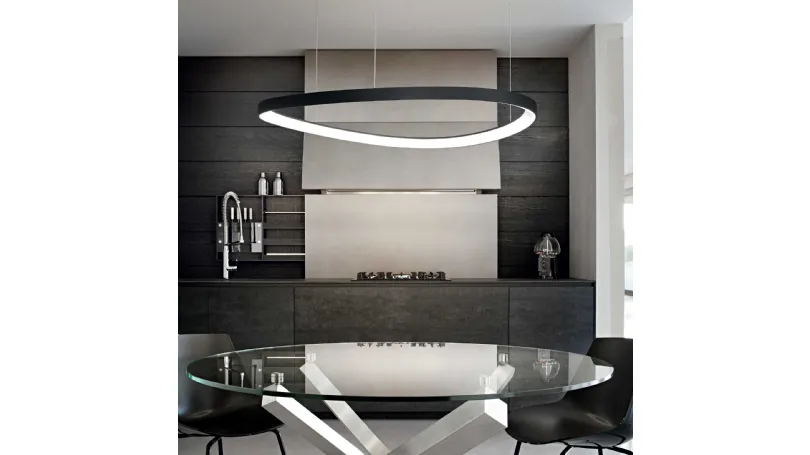 Lampada a sospensione Gemini in metallo con diffusore in policarbonato opale di Ideal Lux