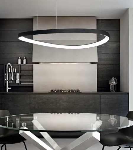 Lampada a sospensione Gemini in metallo con diffusore in policarbonato opale di Ideal Lux