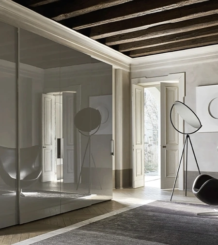 Armadio Anta Liscia in laccato lucido Ardesia con maniglia Mia di Sangiacomo