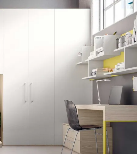 Armadio a ponte con ante battenti in laccato Bianco opaco Corner di Clever