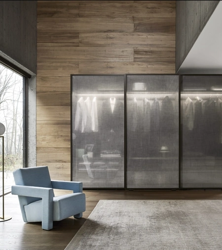 Armadio scorrevole Scrigno in vetro tramato di Sangiacomo