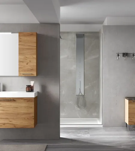 Mobile da Bagno sospeso in melaminico Rovere Cortina 46 08 di Arcom