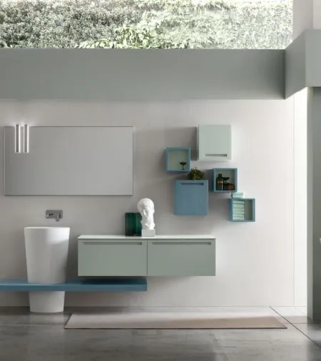 Mobile da Bagno sospeso in laccato opaco The verde Rush 29 di Arcom