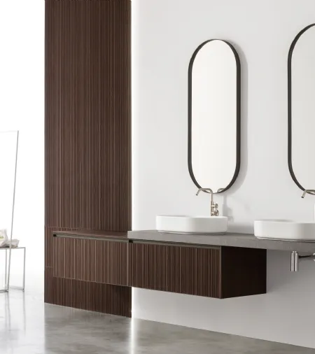 Mobile da Bagno sospeso in melaminico finitura Riga Carbone Shape 18 di Arcom