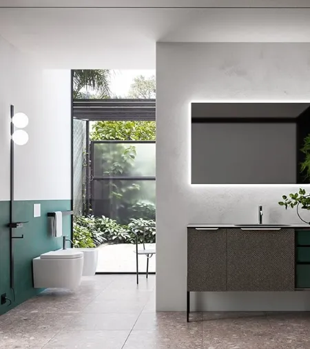 Mobile da Bagno Cartabianca in materico Intreccio e laccato Opaco di Cerasa