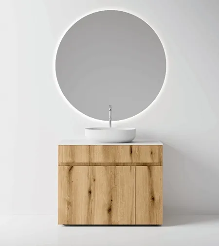Mobile da Bagno a terra Single in nobilitato effetto legno Coast di Cerasa