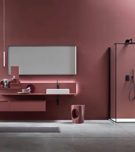 Mobile da Bagno sospeso di design Dafne 01 in laccato opaco di Arcom