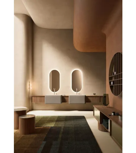 Mobile da Bagno sospeso in noce canaletto Des Evolution 04 di Cerasa