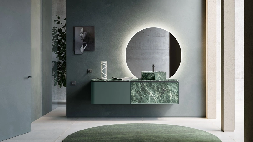 Mobile da Bagno Des Evolution Deep Green 01 in laccato e resina Verde Alpi di Cerasa