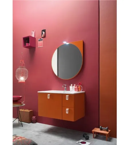 Mobile da Bagno sospeso laccato opaco con maniglia applicata sul frontale E-Ly 52 di Arcom