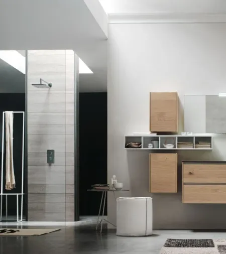 Mobile da Bagno sospeso in Rovere naturale Escape 23 di Arcom