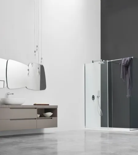 Mobile da Bagno sospeso laccato Taupe opaco Gold 10 di Arcom