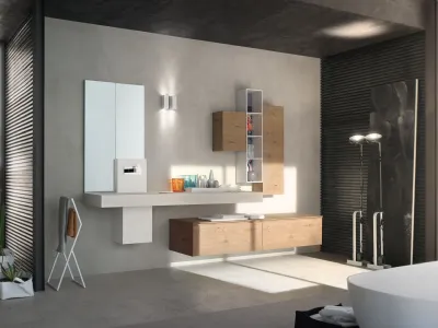 Mobile da Bagno sospeso La Fenice 15 in Rovere nodato naturale con top in Ecomalta di Arcom