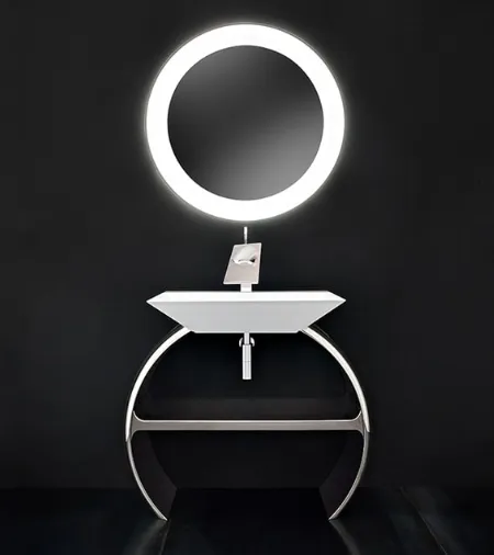 Mobile da Bagno Moon con base cromata e lavabo Diamante di Cerasa