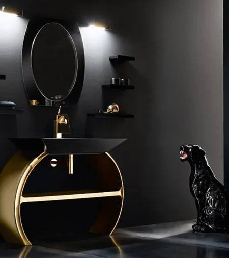 Mobile da Bagno Moon in finitura Oro di Cerasa