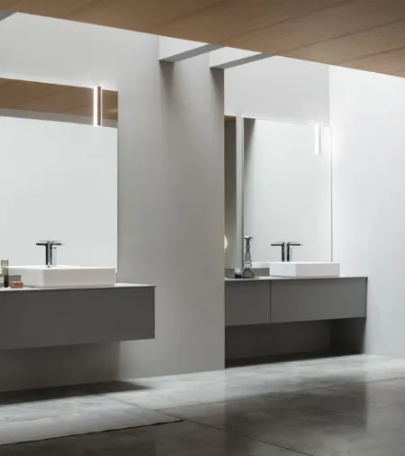 Mobile da Bagno sospeso Rovere laccato Grafite opaco Pollock 01 di Arcom