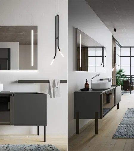 Mobile da Bagno Segno in Grigio Minerale di Cerasa