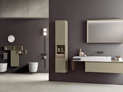 Mobile da Bagno Segno in Grigio Olivastro di Cerasa