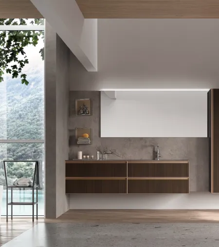 Mobile da Bagno sospeso in legno Shape 05 di Arcom