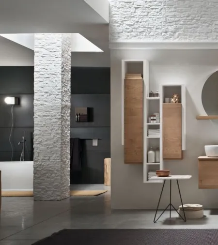 Mobile da Bagno sospeso in rovere naturale Soul 01 di Arcom