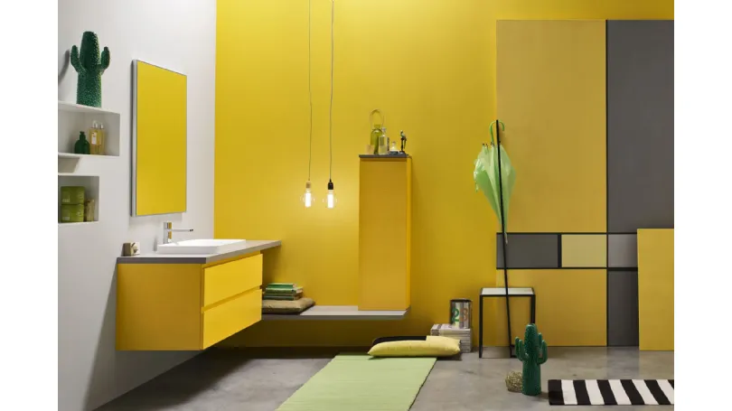 Mobile da Bagno sospeso laccato opaco Giallo Soul 51 di Arcom