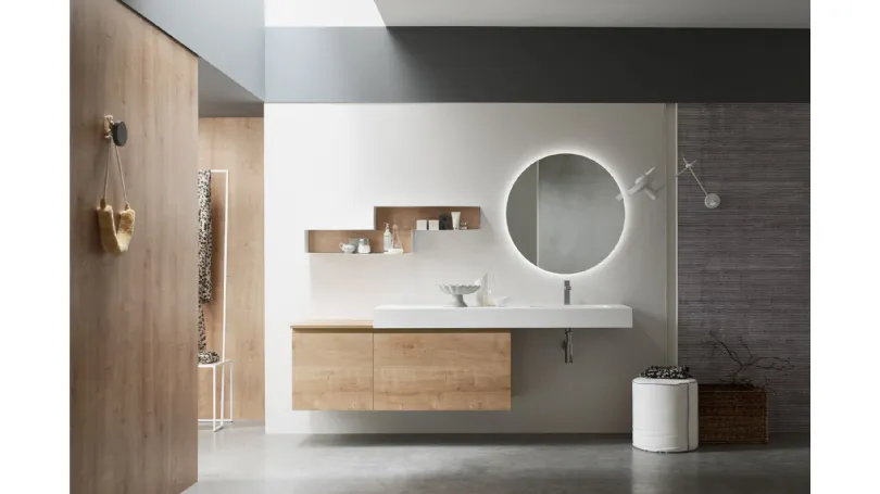 Mobile da Bagno sospeso in Rovere naturale Soul 69e di Arcom