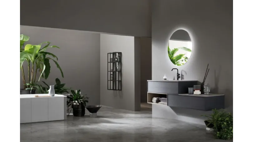 Mobile da Bagno sospeso in Frassino Grigio ombra Vanity 11 di Arcom