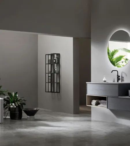 Mobile da Bagno sospeso in Frassino Grigio ombra Vanity 11 di Arcom