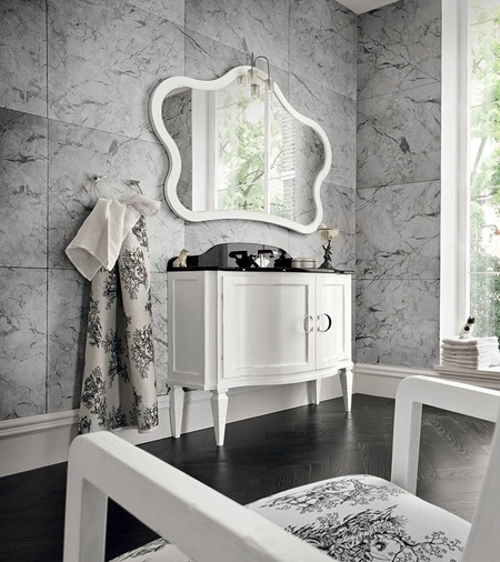 Mobile da Bagno York 04 in laccato Bianco usurato di Cerasa